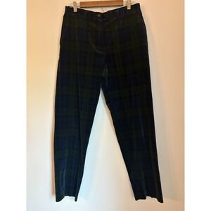 Vintage Lauren Ralph Lauren Womens 12 Pants Velvet Plaid Blue Green Straight Leg